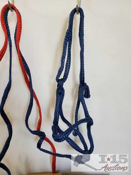 2 Cases of Nylon Over The Head Halters with 6 ft Leads attached