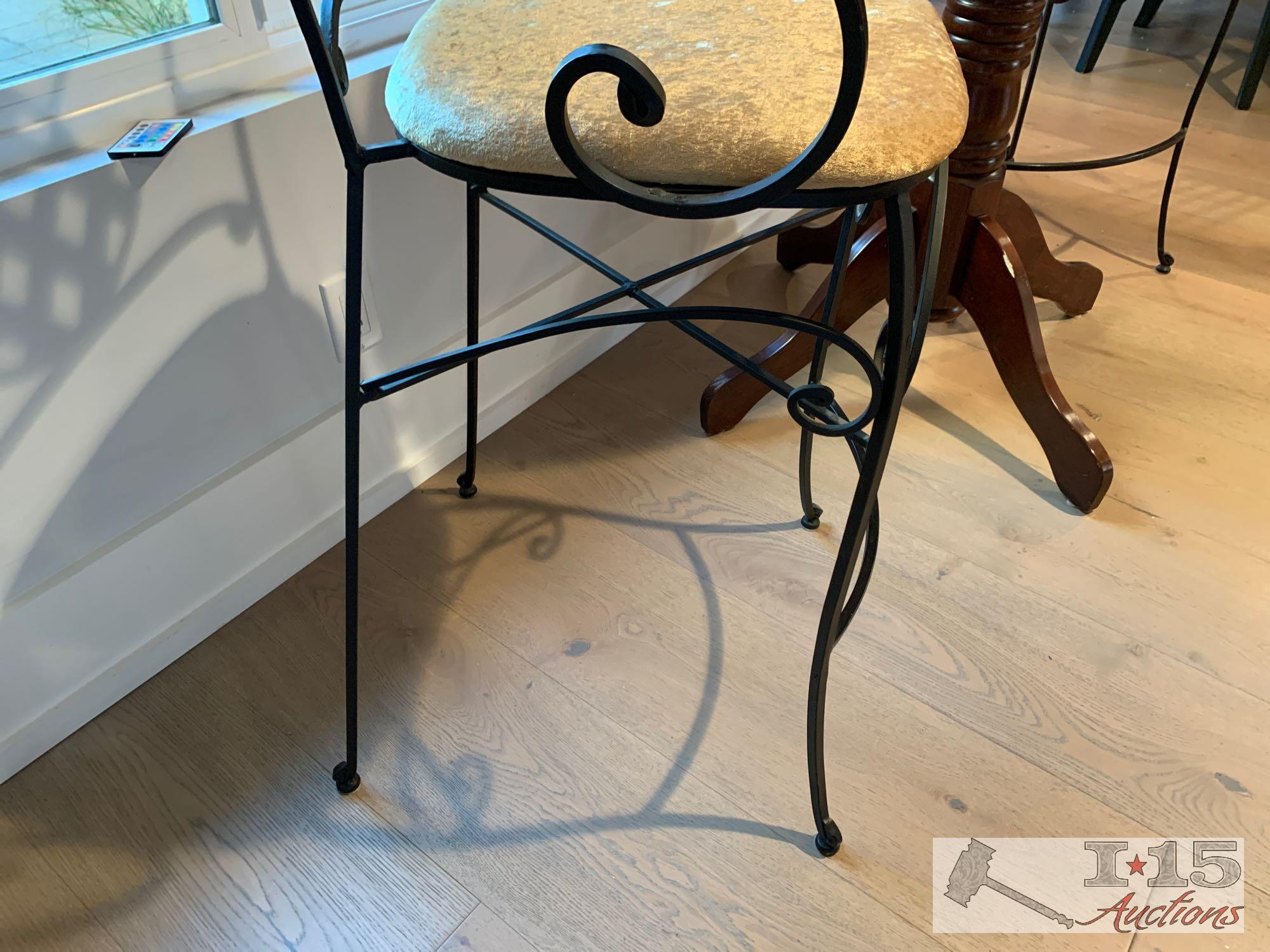 Wooden Table And 2 Metal Chairs