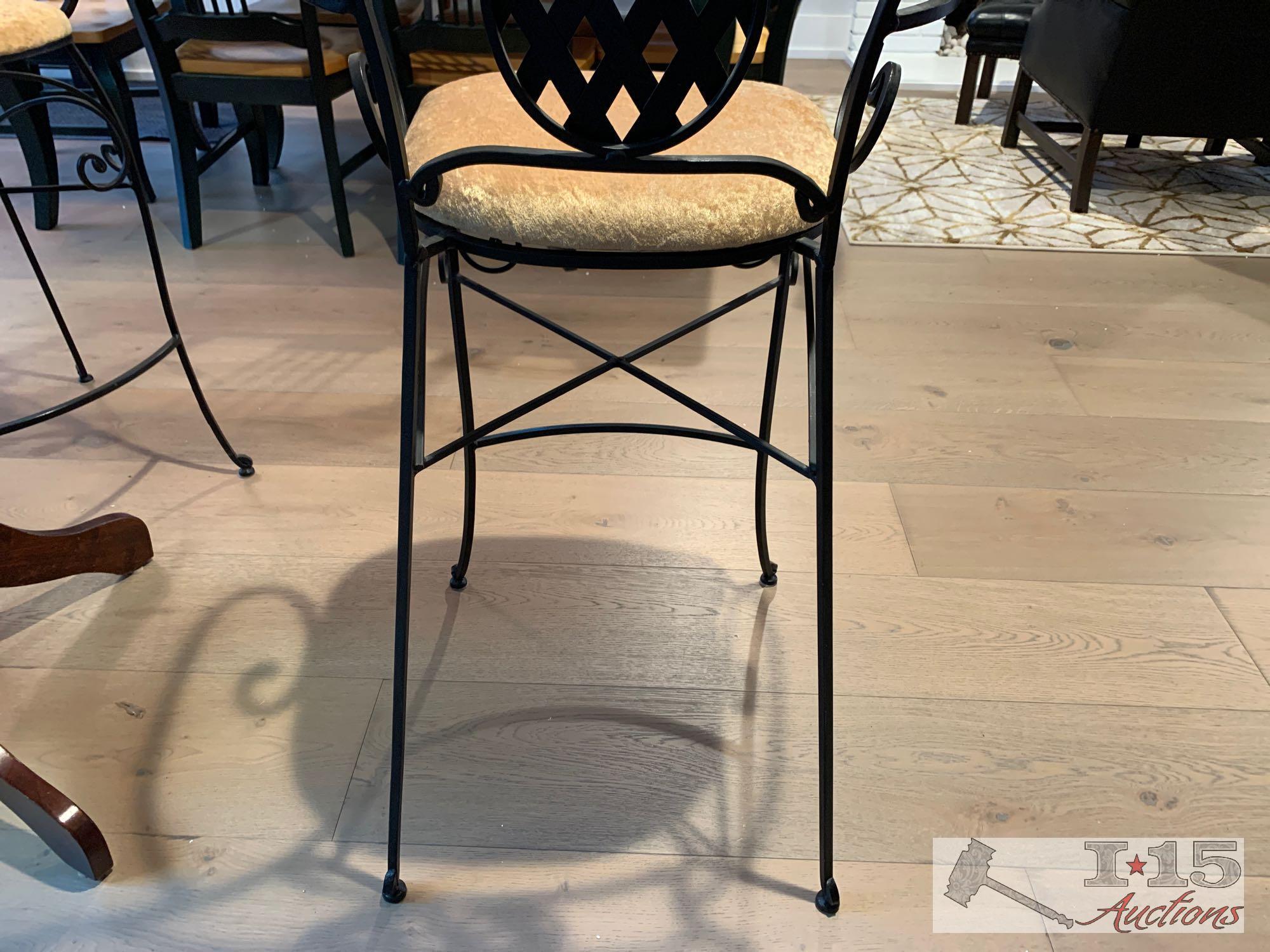 Wooden Table And 2 Metal Chairs