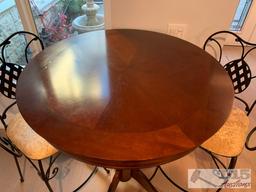 Wooden Table And 2 Metal Chairs