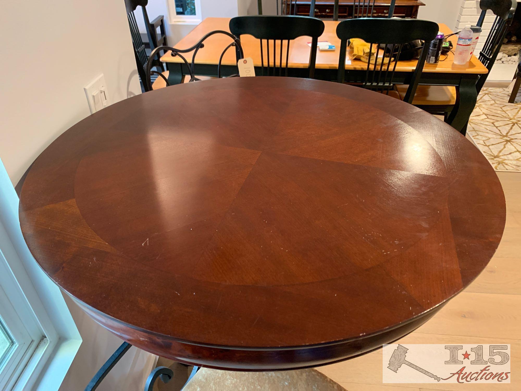 Wooden Table And 2 Metal Chairs