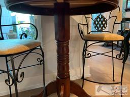 Wooden Table And 2 Metal Chairs