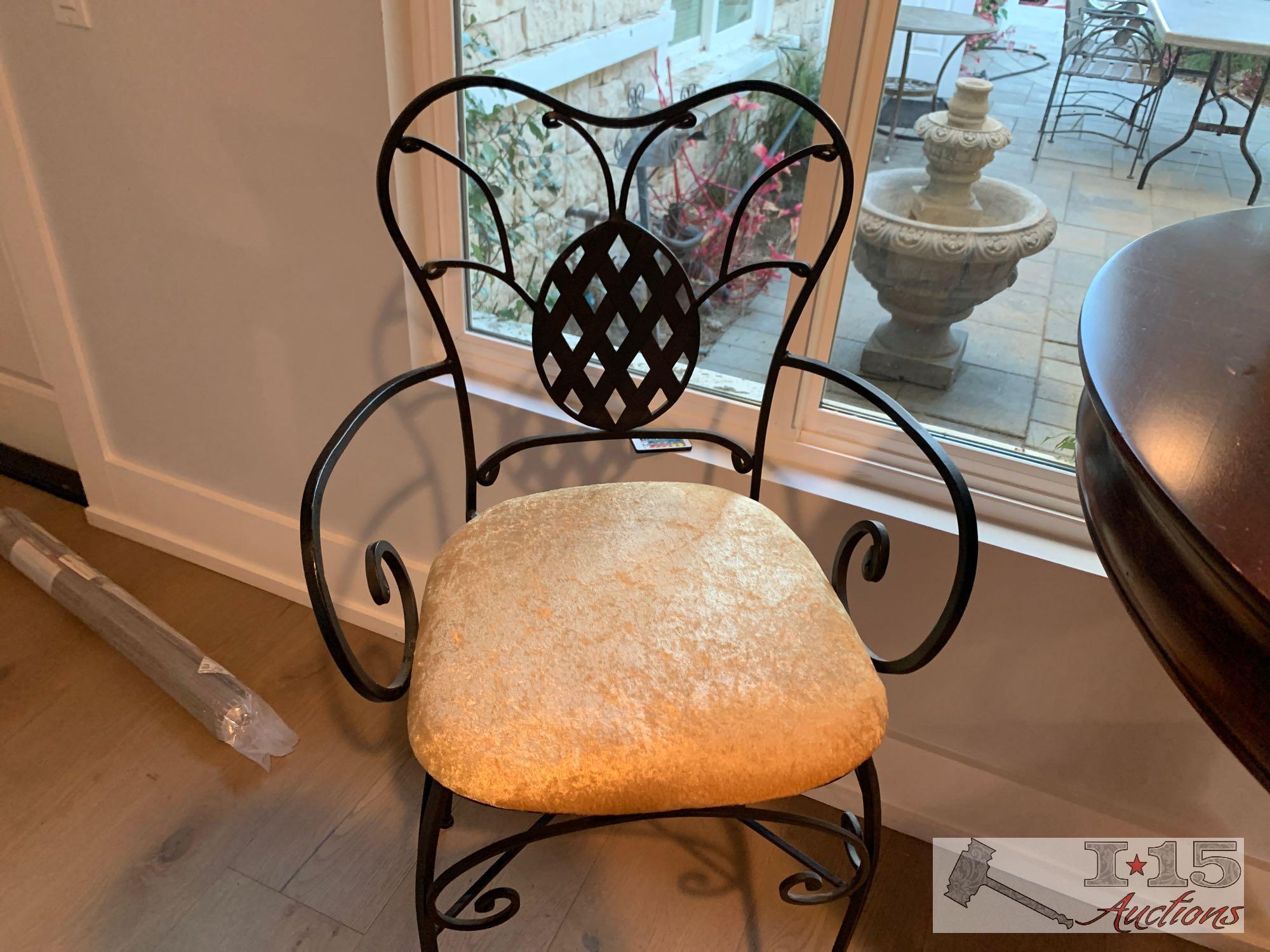 Wooden Table And 2 Metal Chairs