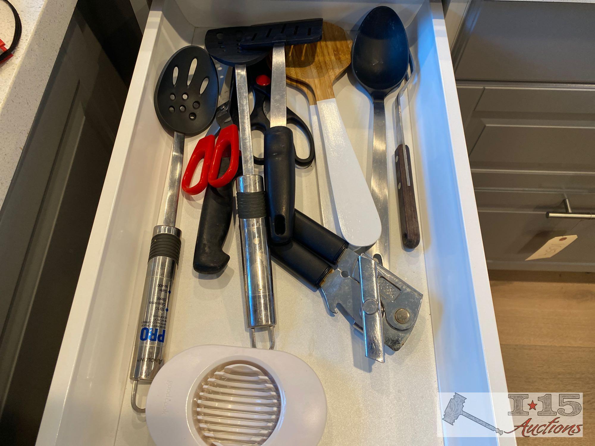 Cookware, Dishes, cutlery, Bottle Openers, wooden Serving Trays, Tea Set, Pyrex and More