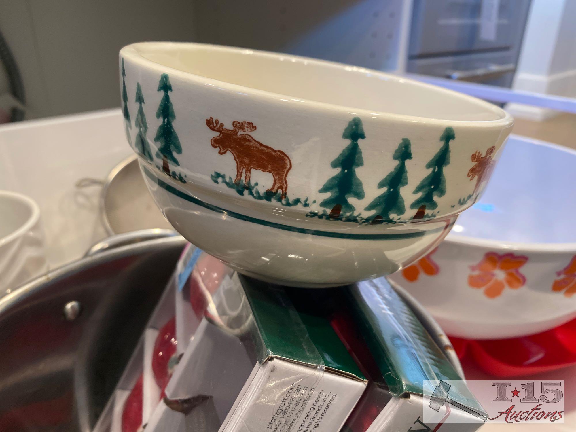 Cookware, Dishes, cutlery, Bottle Openers, wooden Serving Trays, Tea Set, Pyrex and More