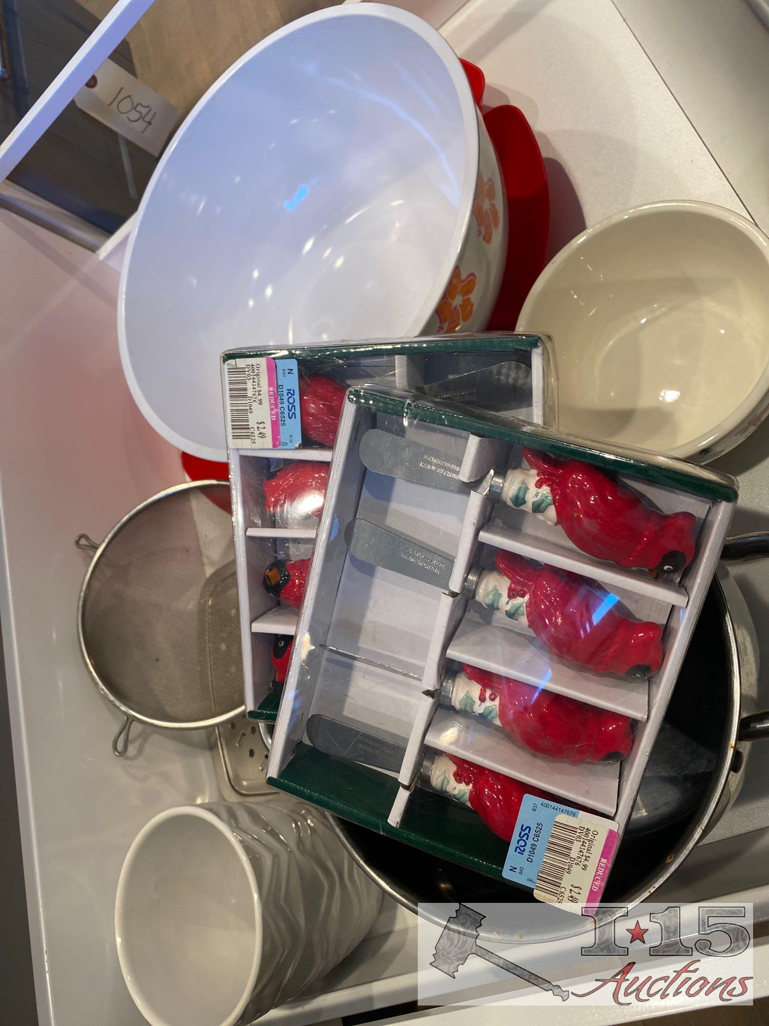 Cookware, Dishes, cutlery, Bottle Openers, wooden Serving Trays, Tea Set, Pyrex and More