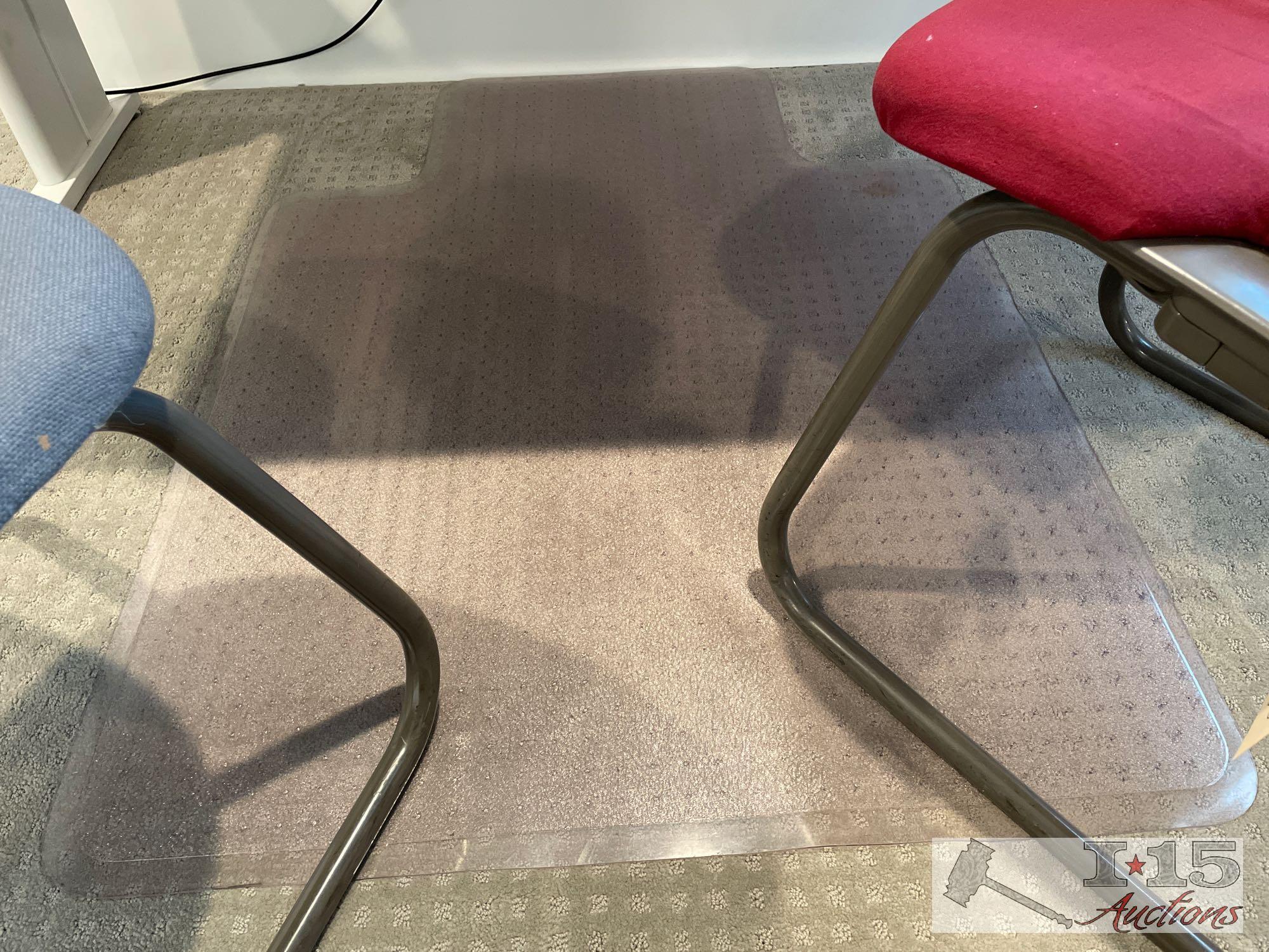 Desk With 2 Chairs And Office Chair Mat