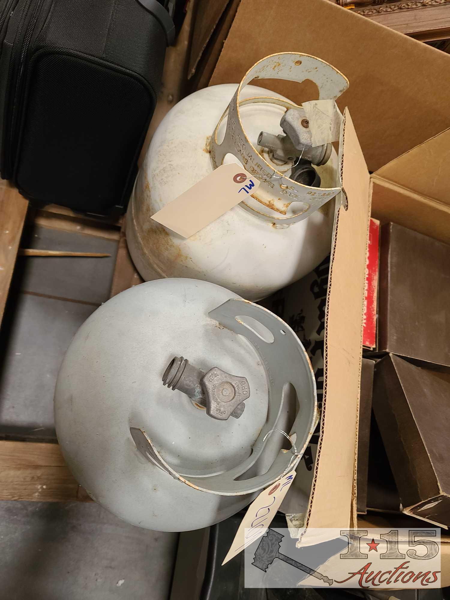 2 Propane Tanks, Suit Case, And More