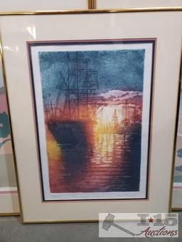 3 Framed Lithographs/Etching