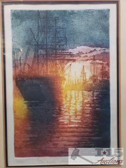 3 Framed Lithographs/Etching