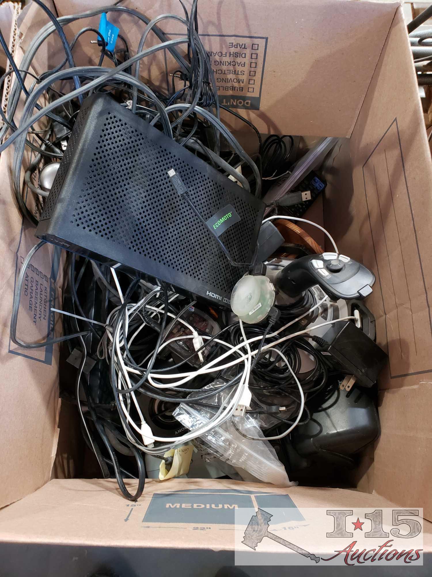 Internet Modems, Video Game Controllers, Miscellaneous Charging cables, DVD Players, and more