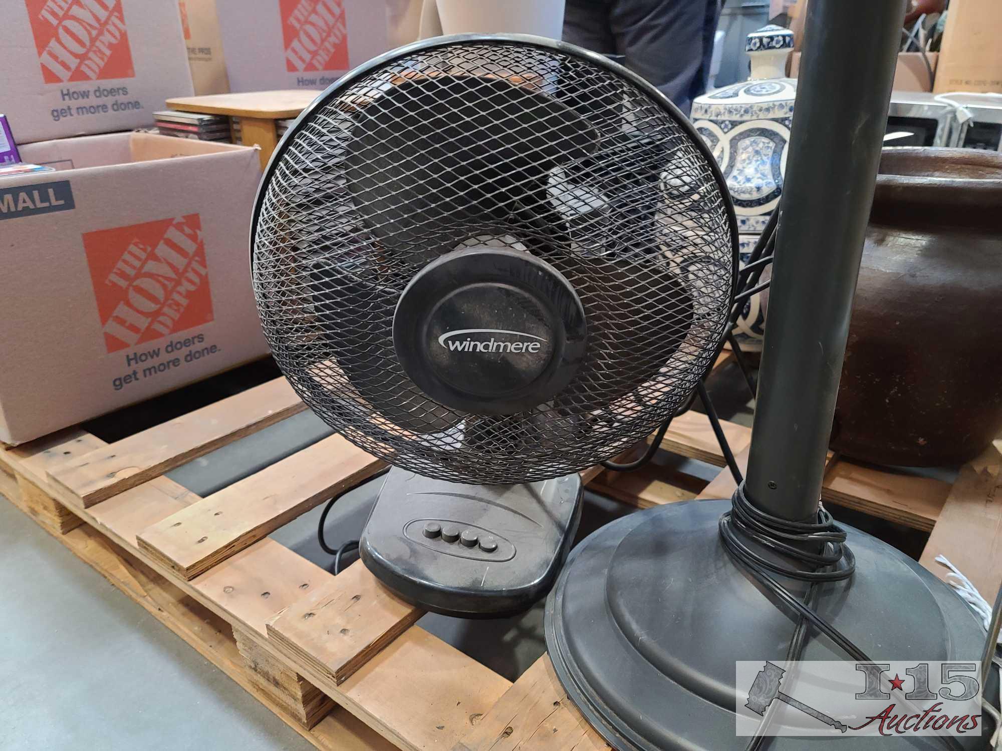 Fans. Trash Can. Ironing Board