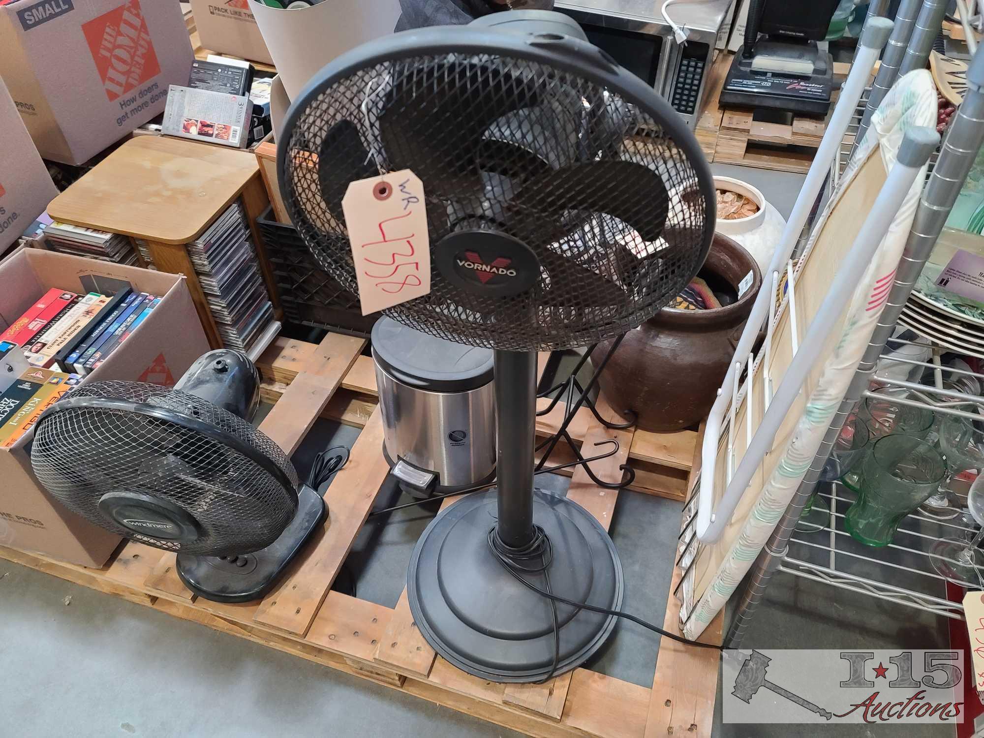 Fans. Trash Can. Ironing Board