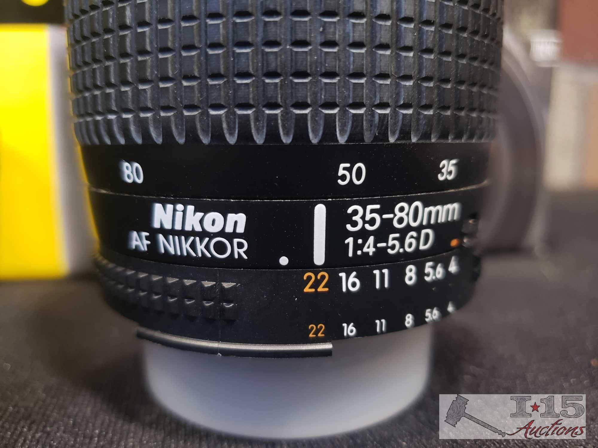 Nikon D80 Camera with 2 Lenses, Flash Attachment, and Original Box