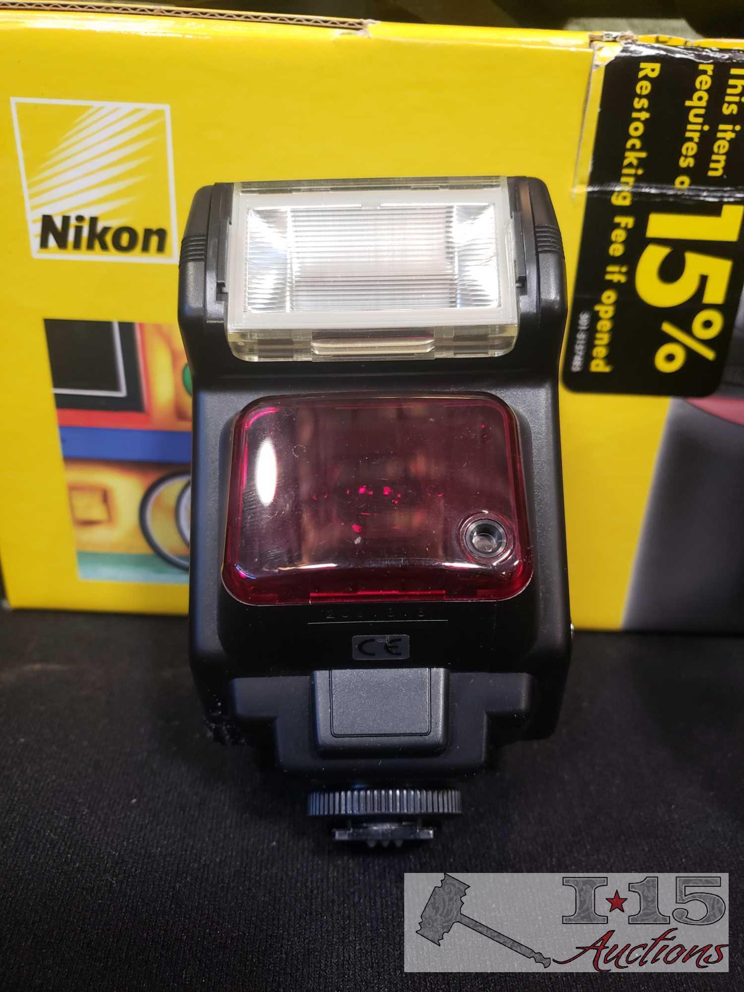Nikon D80 Camera with 2 Lenses, Flash Attachment, and Original Box