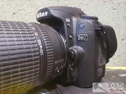Nikon D80 Camera with 2 Lenses, Flash Attachment, and Original Box