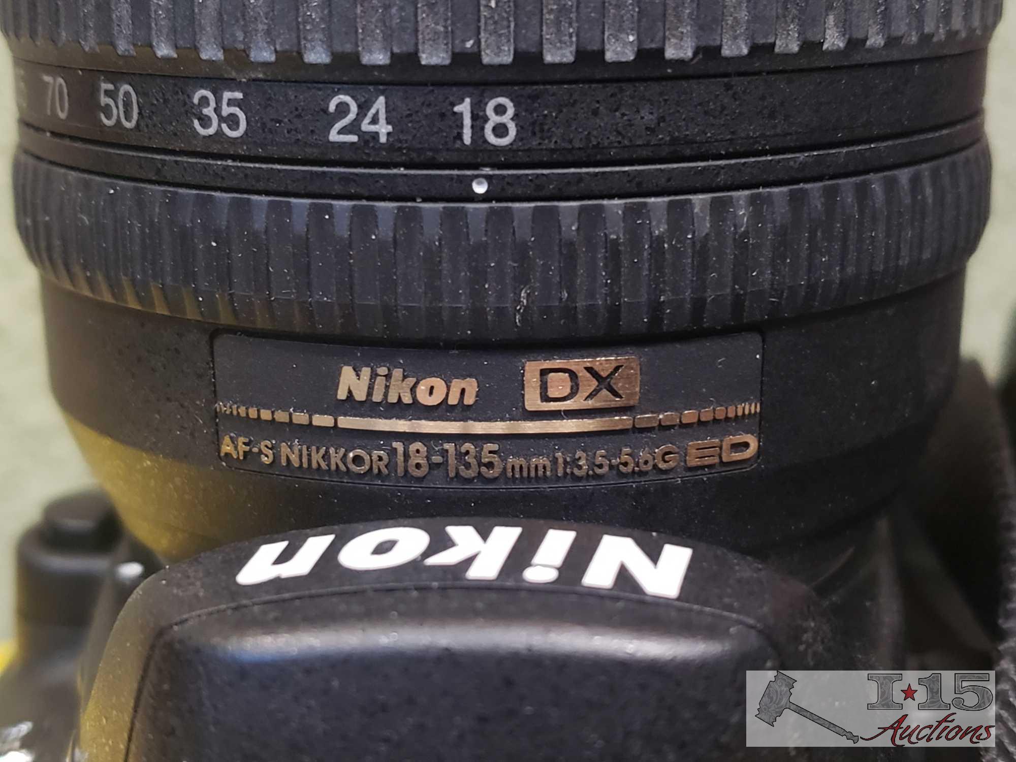 Nikon D80 Camera with 2 Lenses, Flash Attachment, and Original Box