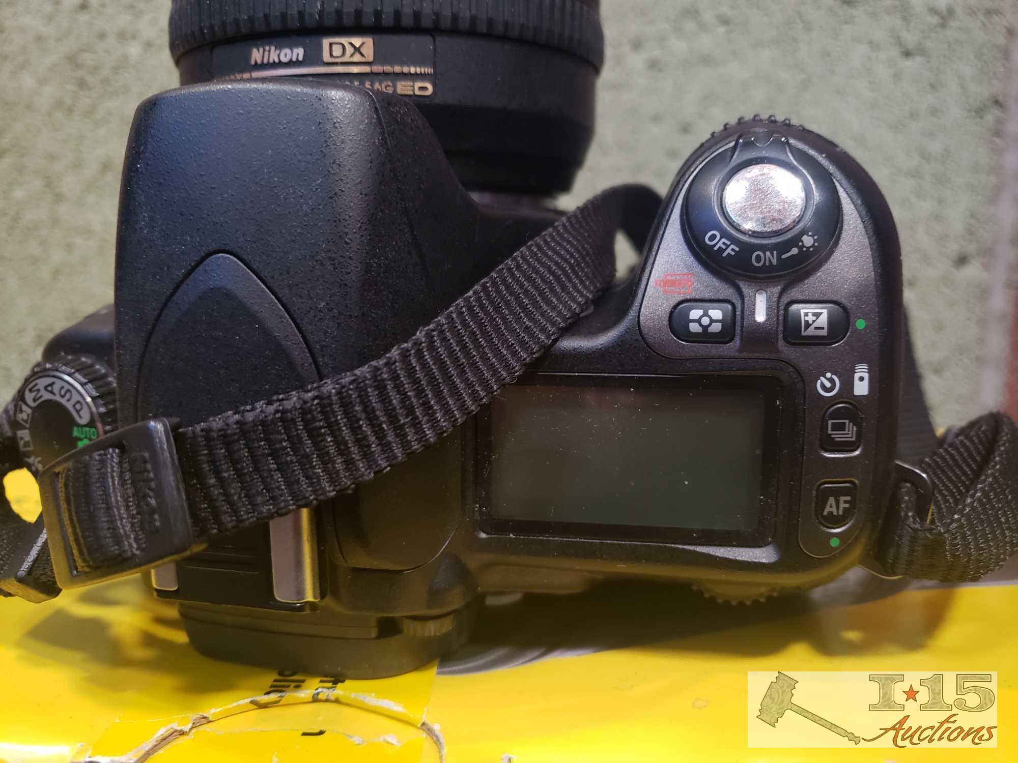 Nikon D80 Camera with 2 Lenses, Flash Attachment, and Original Box