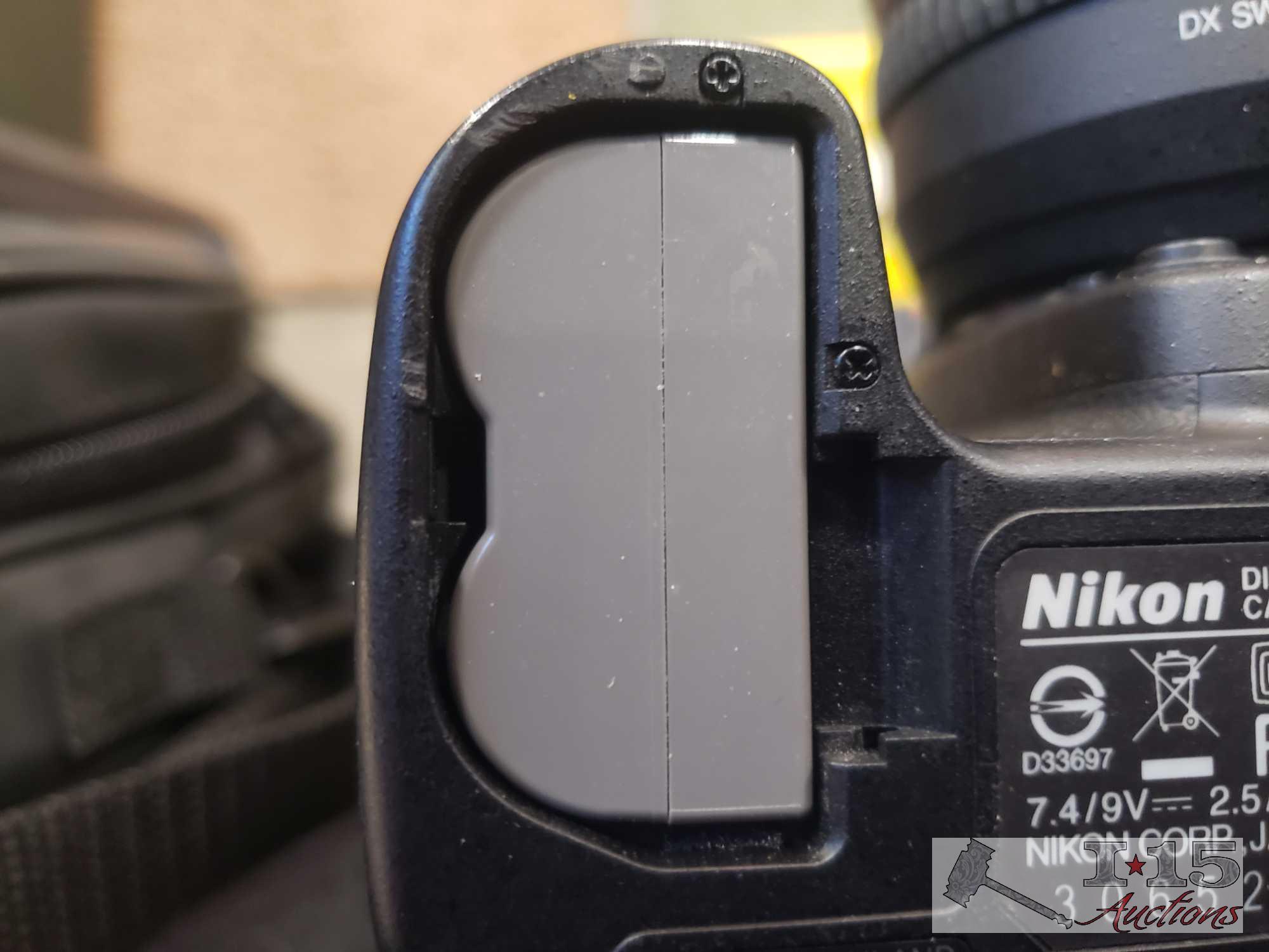 Nikon D80 Camera with 2 Lenses, Flash Attachment, and Original Box