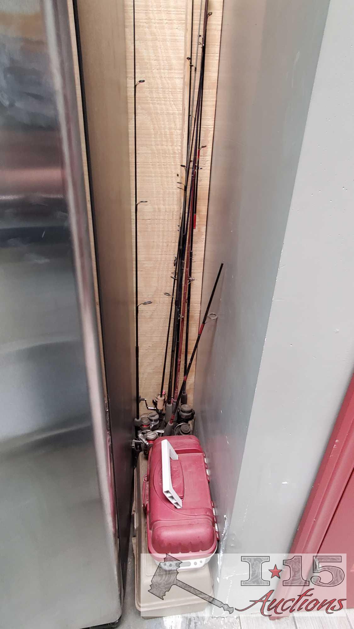 Fishing Poles And 2 Tackle Boxes