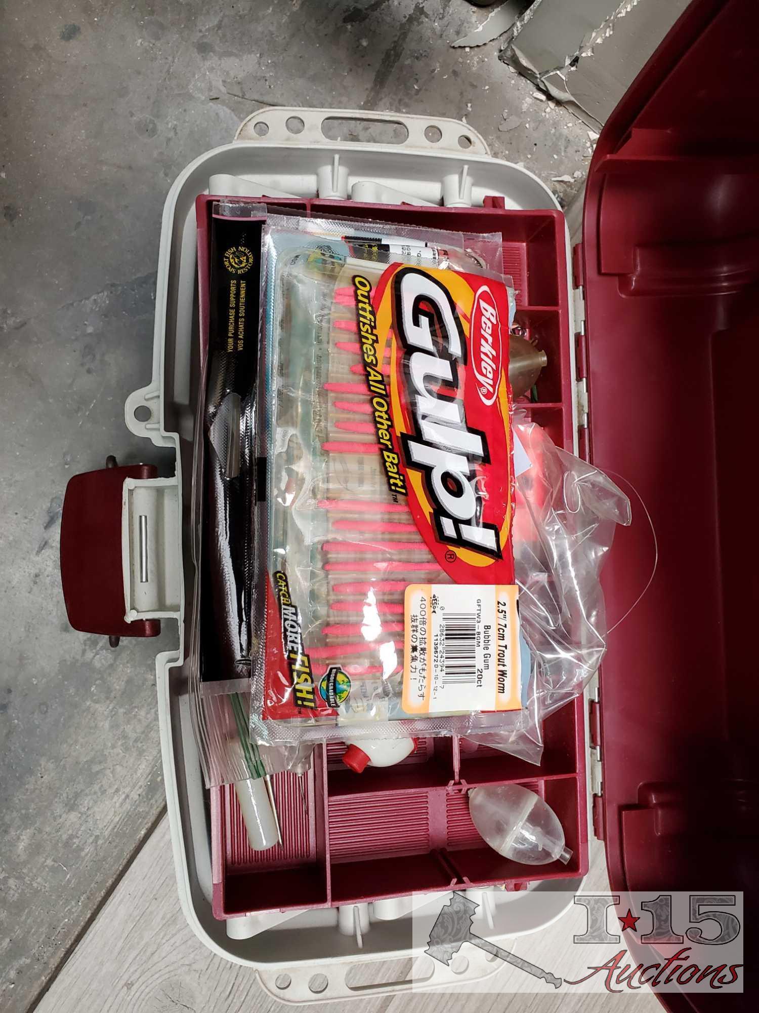 Fishing Poles And 2 Tackle Boxes
