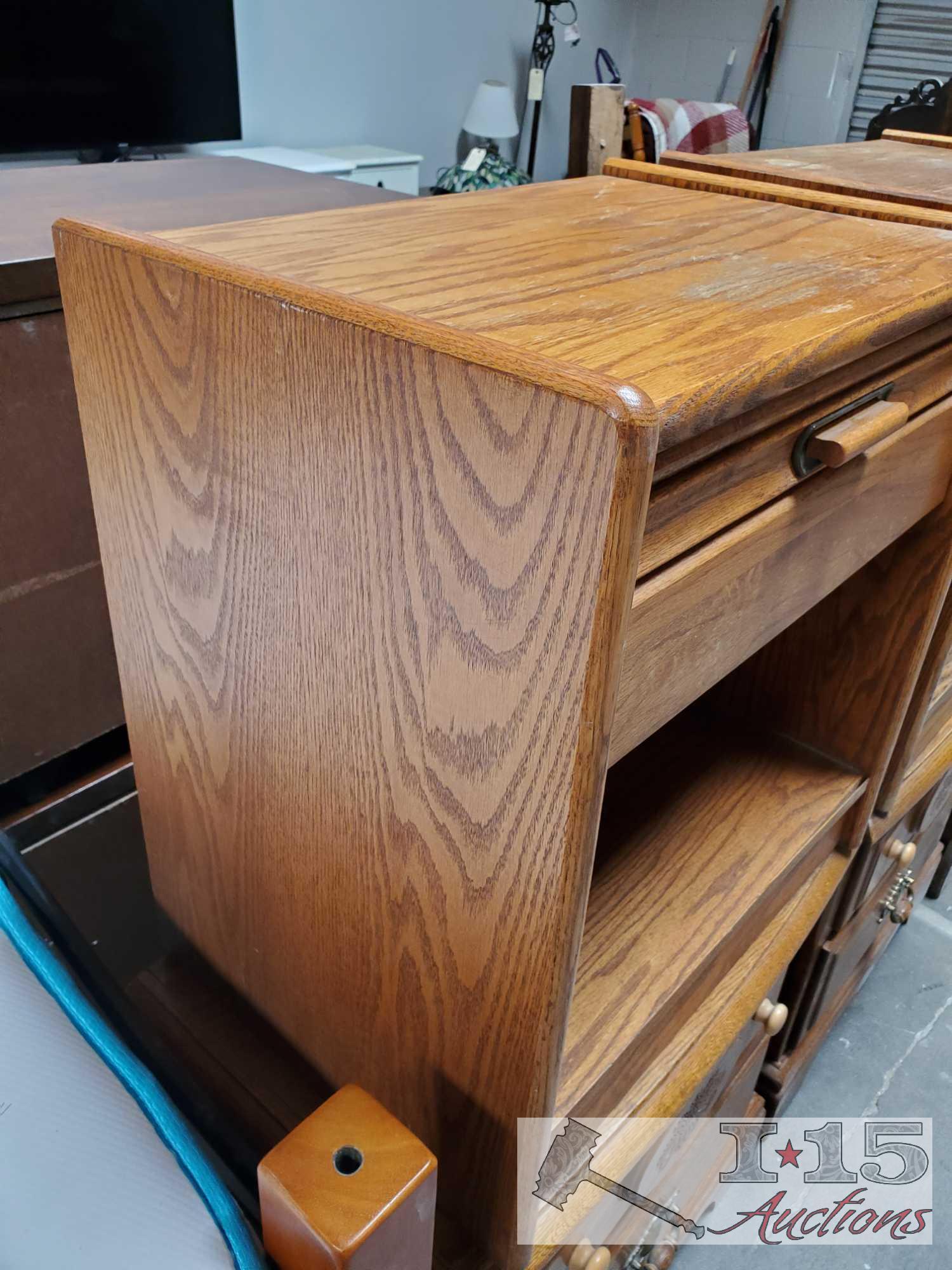 Two Sets Of Wooden Night Stands