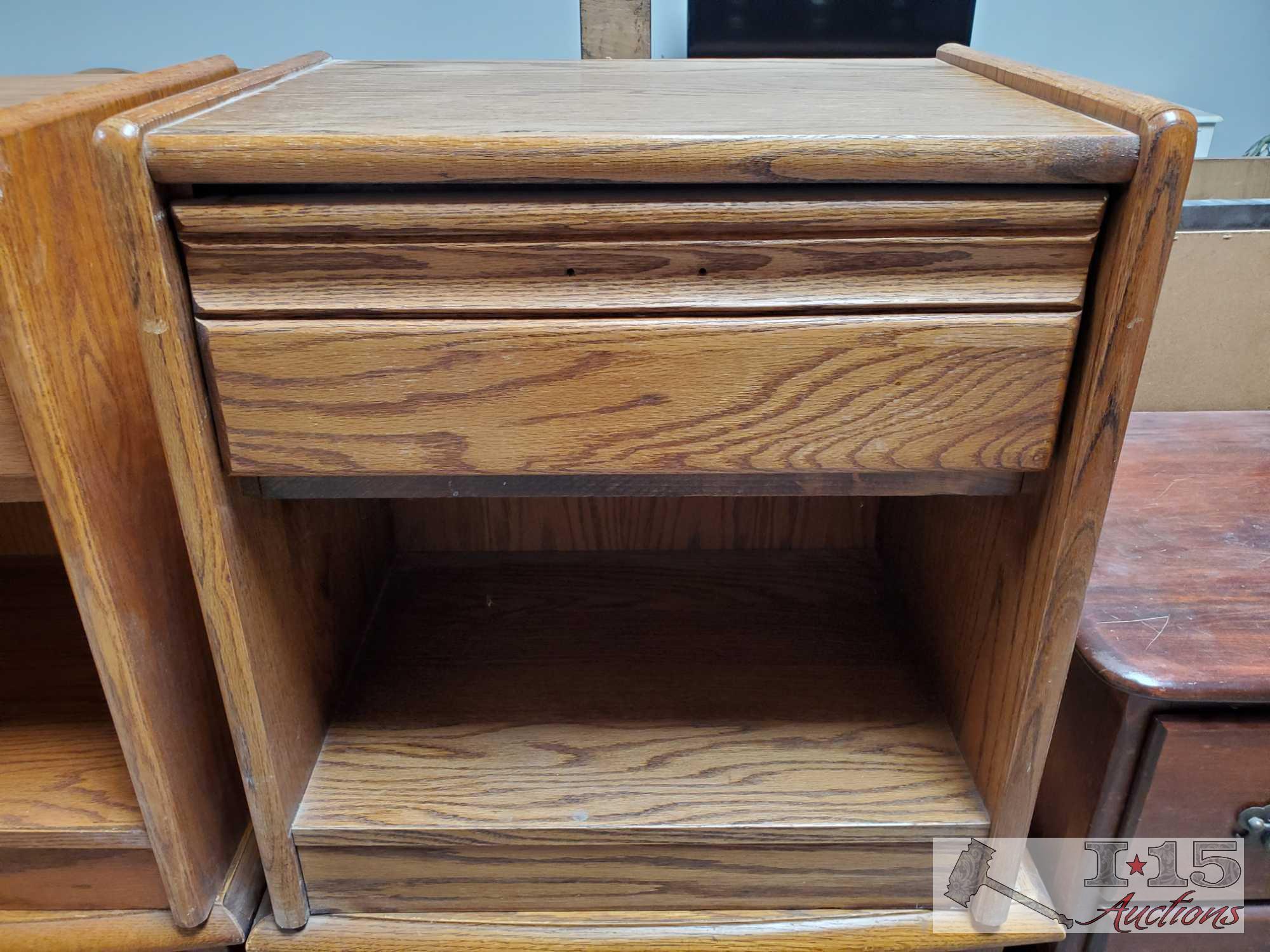 Two Sets Of Wooden Night Stands