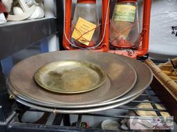 2 Lanterns, Electric Griddle, Double Burner, Toast Master, Antique Spoon Display, and More