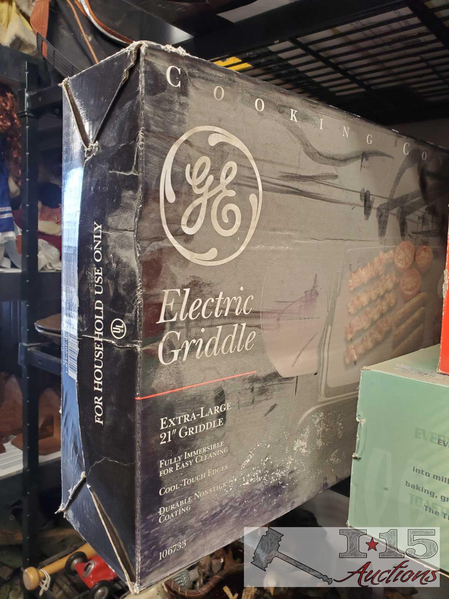 2 Lanterns, Electric Griddle, Double Burner, Toast Master, Antique Spoon Display, and More