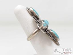 Native American Turquoise and Thunderbird Sterling Silver Ring