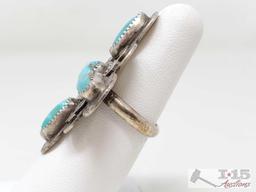 Native American Turquoise and Thunderbird Sterling Silver Ring