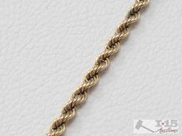 14k Gold Twisted Rope Chain With .999 Gold Bar Pendant 5.7g