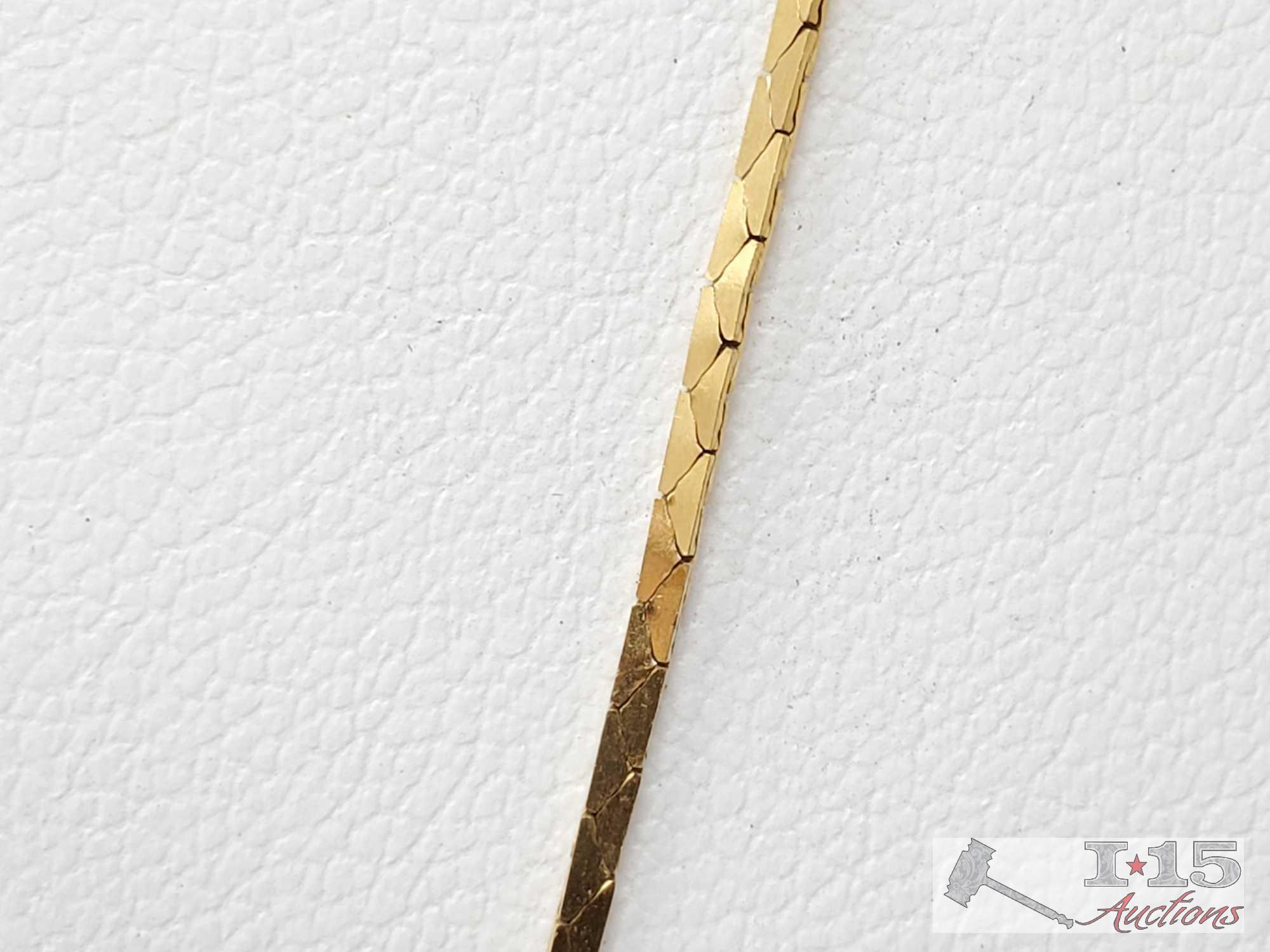 14k Gold Chain With Petite Engraved Locket 6.7g