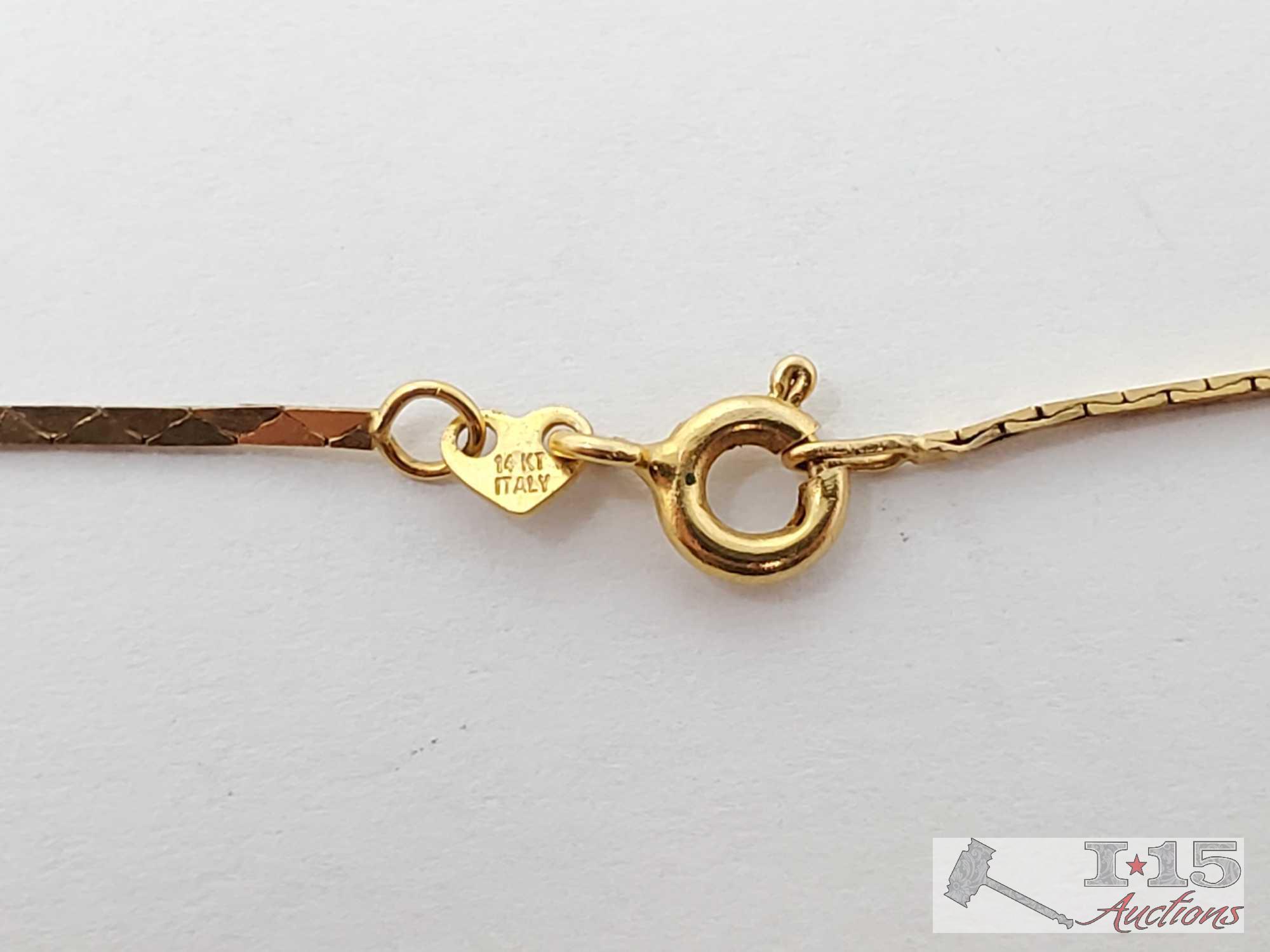 14k Gold Chain With Petite Engraved Locket 6.7g
