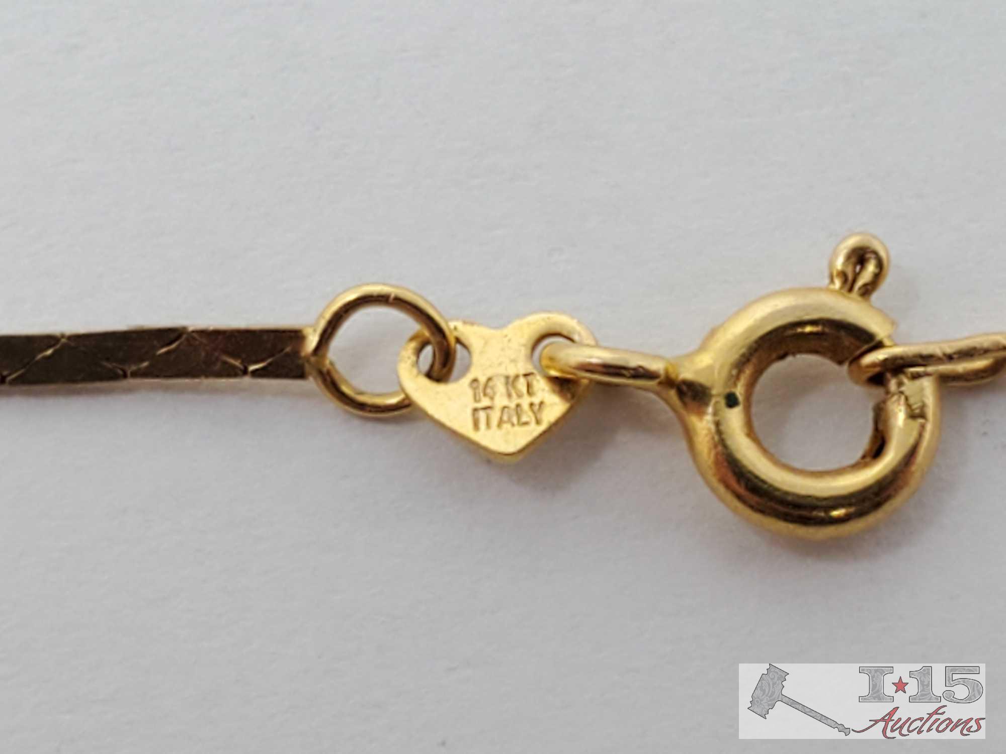 14k Gold Chain With Petite Engraved Locket 6.7g