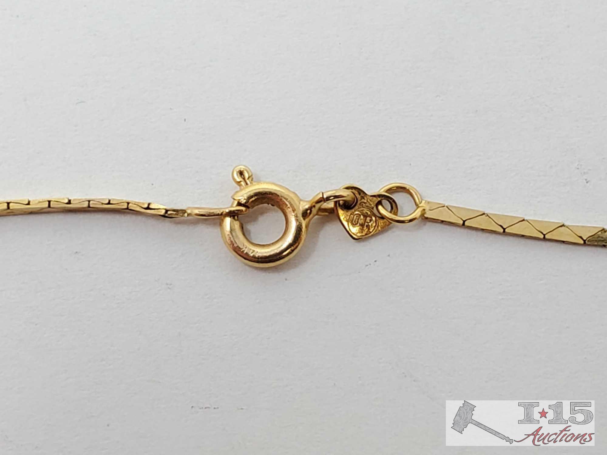 14k Gold Chain With Petite Engraved Locket 6.7g