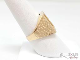 14k Gold Ring with 1g Fine Gold Bar 999.9 6.7g with Certificate