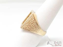 14k Gold Ring with 1g Fine Gold Bar 999.9 6.7g with Certificate