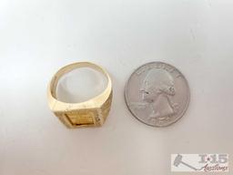 14k Gold Ring with 1g Fine Gold Bar 999.9 6.7g with Certificate