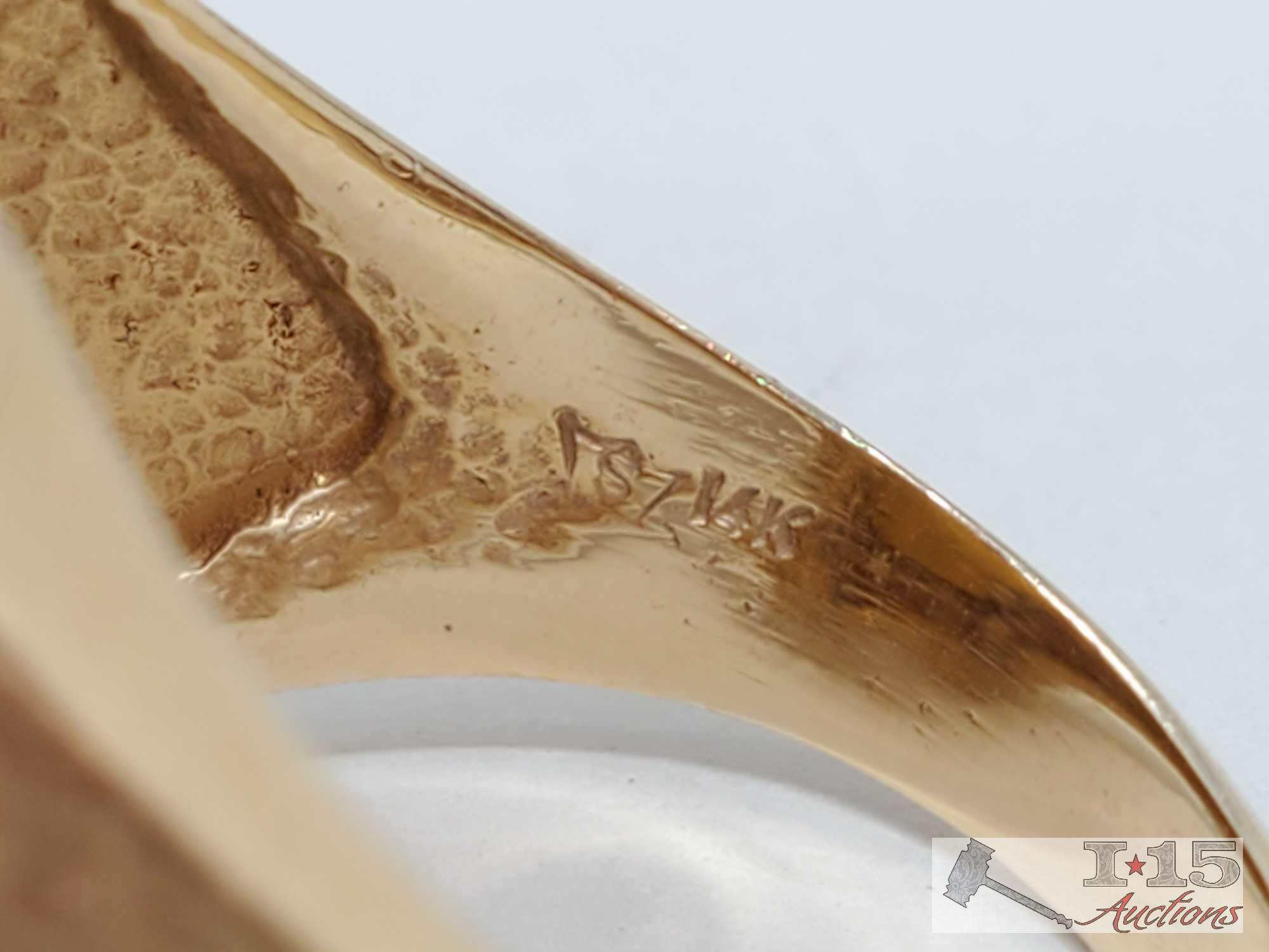 14k Gold Ring with 1g Fine Gold Bar 999.9 6.7g with Certificate