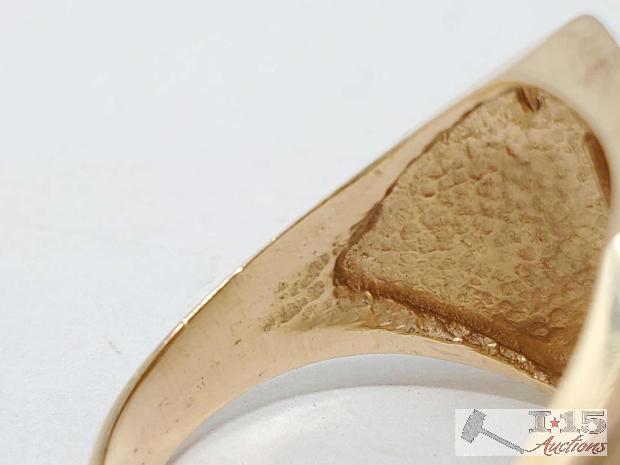 14k Gold Ring with 1g Fine Gold Bar 999.9 6.7g with Certificate