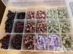 12 Organizers Full of Stringed Stones of Various Colors