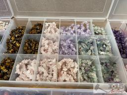 12 Organizers Full of Stringed Stones of Various Colors