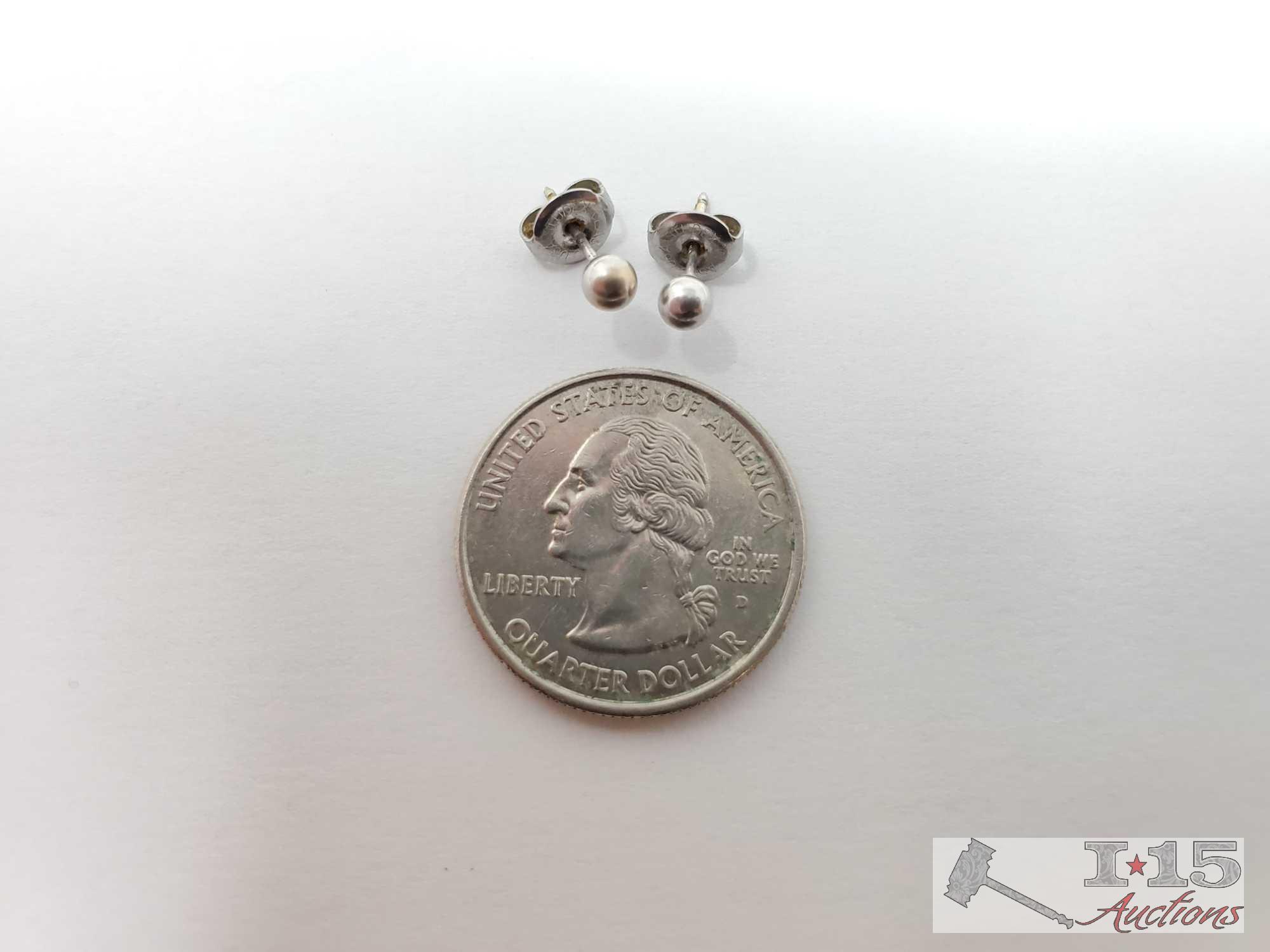 7 Jewels Caravelle Watch Pendant With Chain And Pait Of Single Bead Earrings