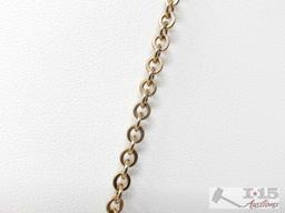 7 Jewels Caravelle Watch Pendant With Chain And Pait Of Single Bead Earrings