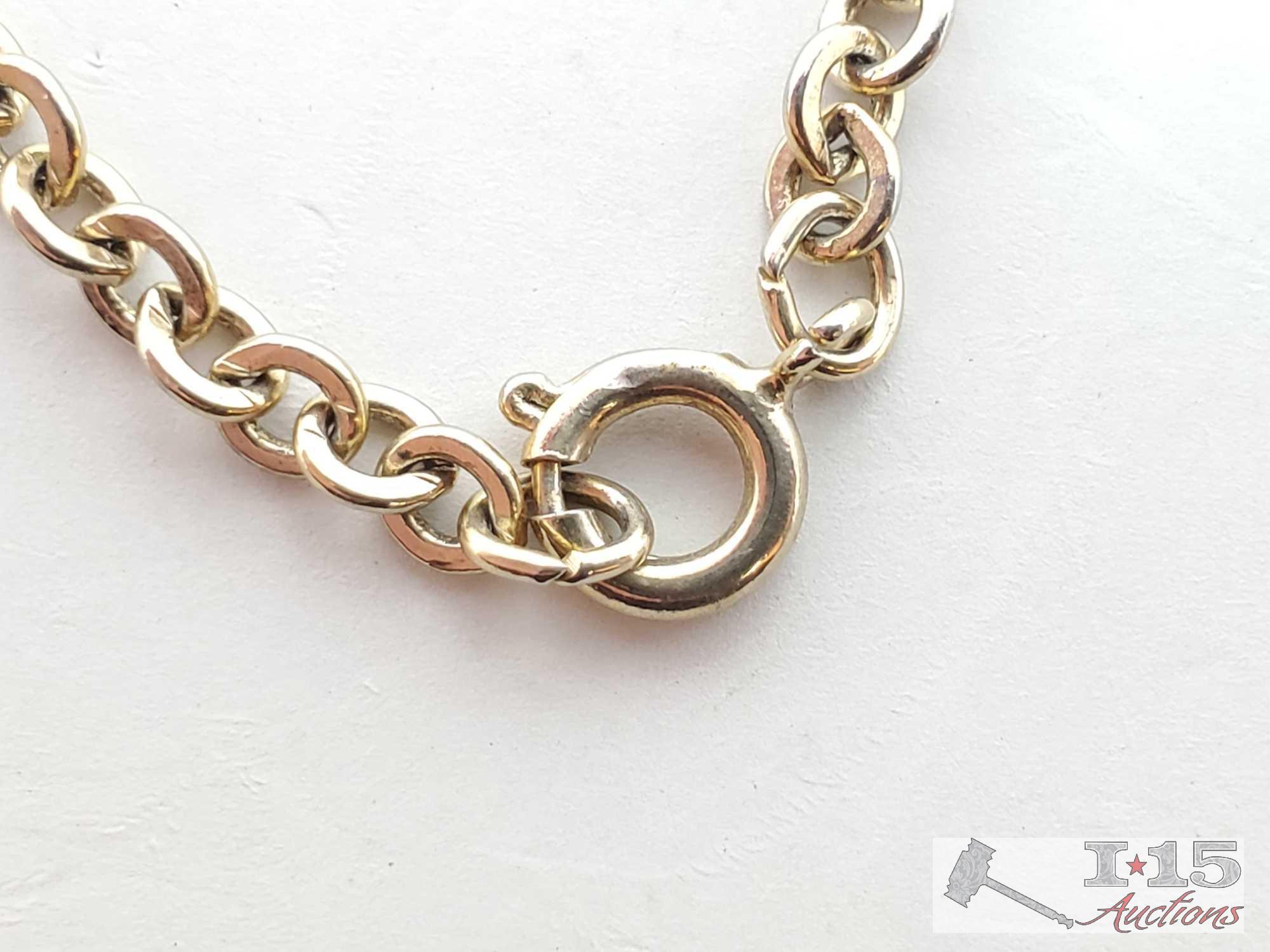 7 Jewels Caravelle Watch Pendant With Chain And Pait Of Single Bead Earrings