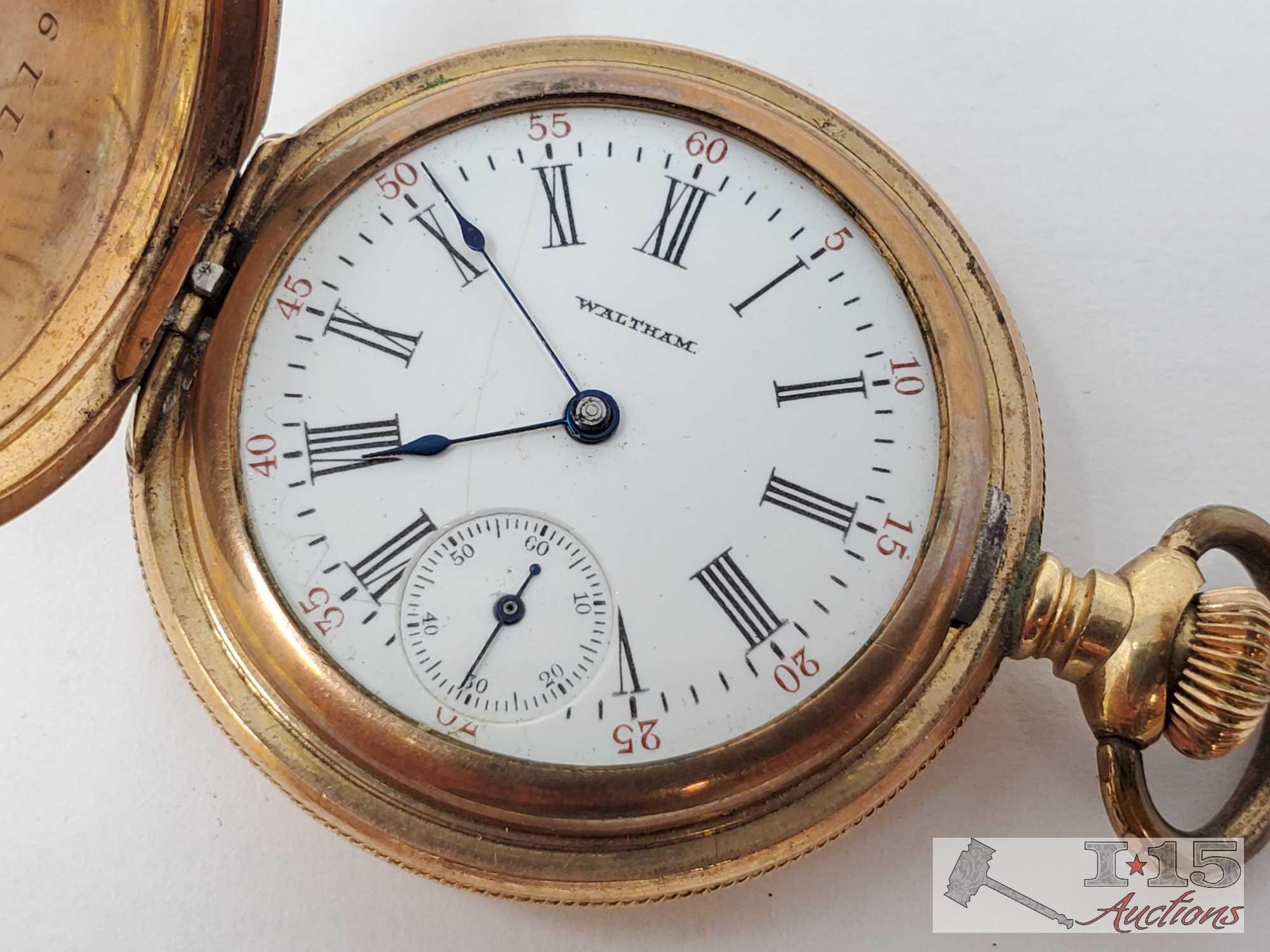 Waltham Engraved Pocket Watch And Dax Pocket Watch