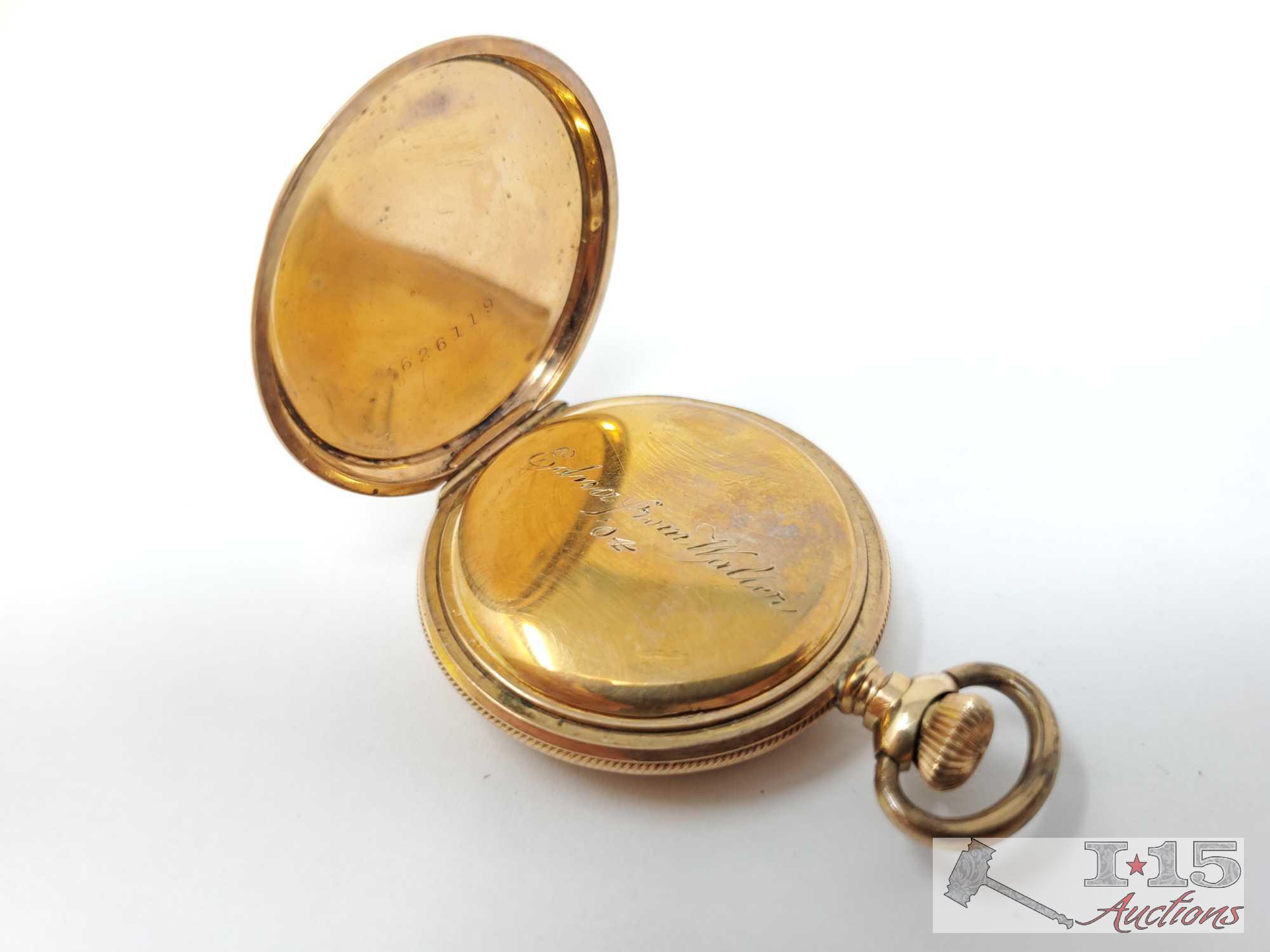Waltham Engraved Pocket Watch And Dax Pocket Watch