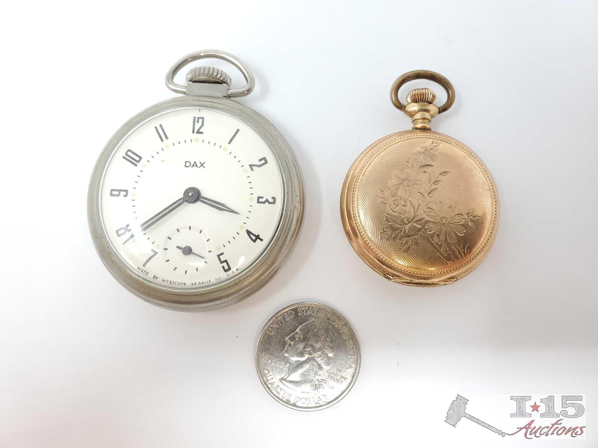 Waltham Engraved Pocket Watch And Dax Pocket Watch