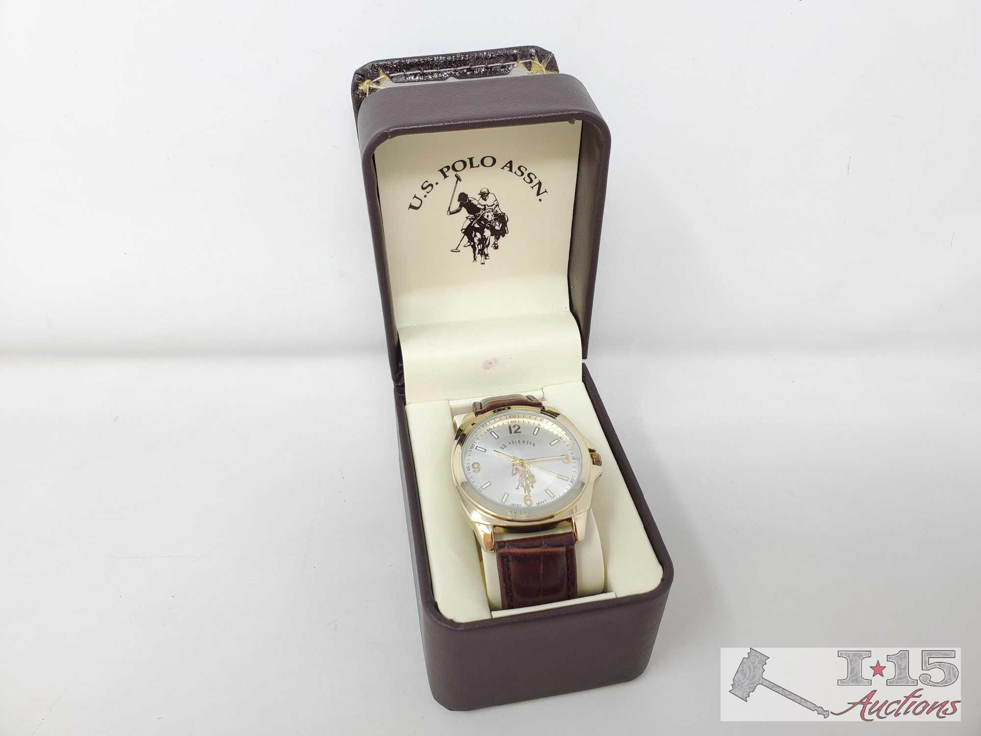 NEW! U.S. Polo Assn. Watch In Original Box And Foreign Currency